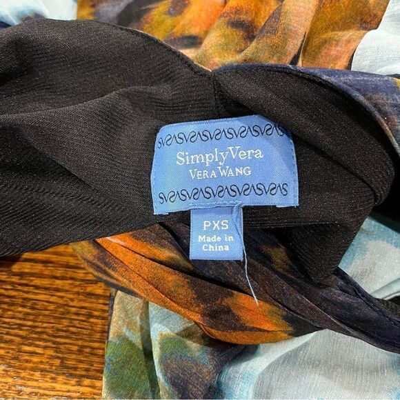 Simply Vera v-neck watercolor sleeveless a-line dress size petite extra small - Picture 8 of 13